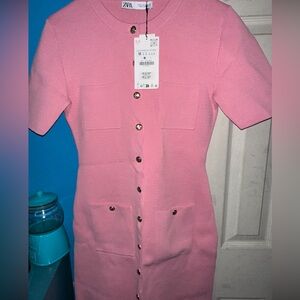 Zara Button dress size Medium in Pink